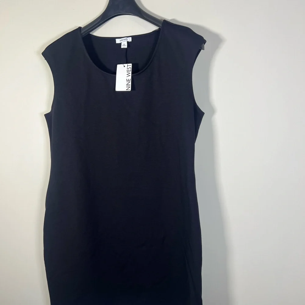 NWT Nine West Black Mini Sleeveless Dress Size XL Womens Minimalist Chic Neutral - Picture 6 of 11